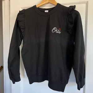 Clare V. Black Petit Ruffle Oui Sweatshirt S Like New